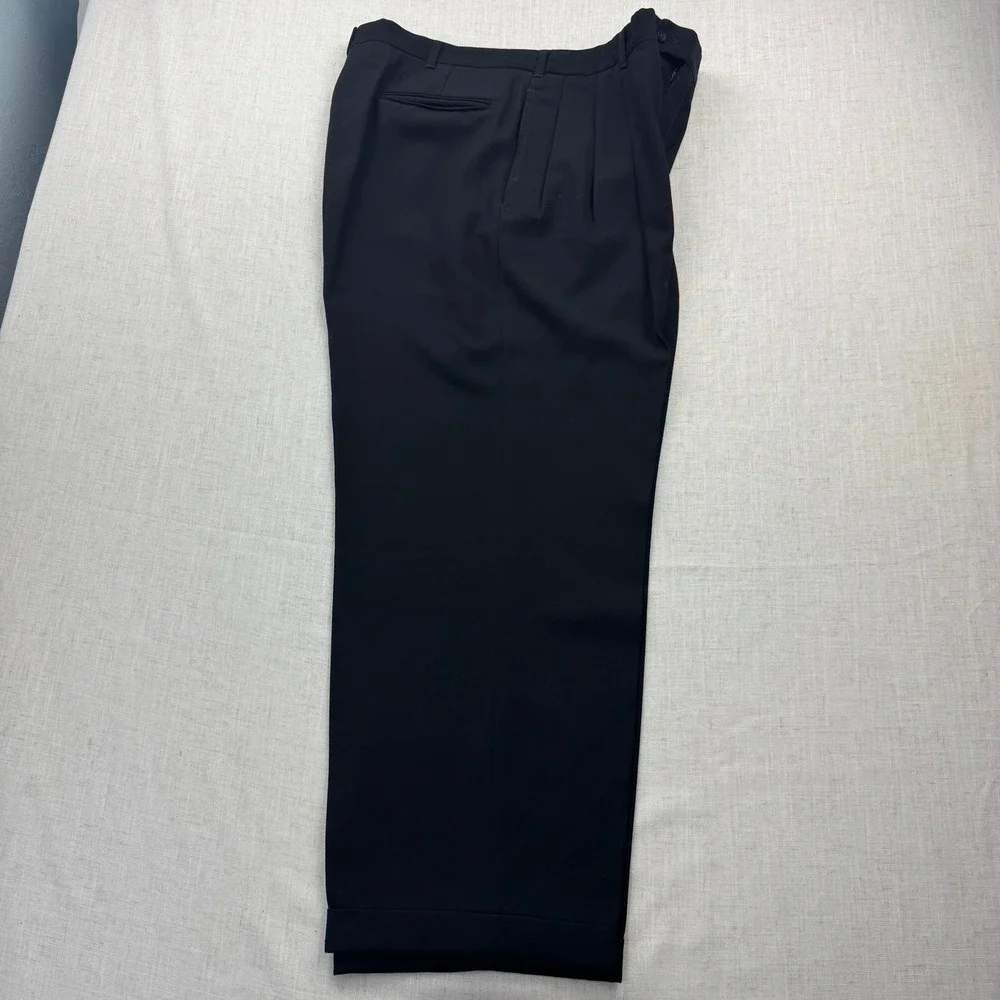 Nino Cerruti Feathergab Mens Black 100% Wool 2 Piece Suit Blazer‎ Trousers VTG
